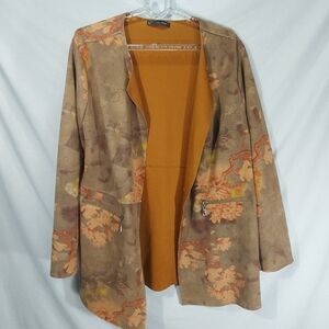 Amanda Green Floral Fall Lightweight Open Jacket, XXL